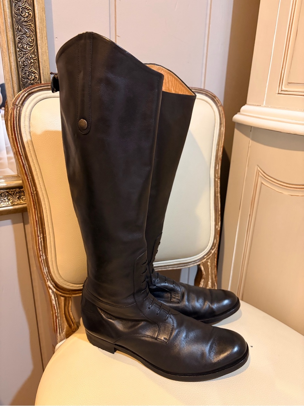 Women’s Italian Tall Black Leather Riding Boots